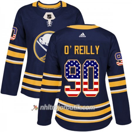 Dame Ishockey Buffalo Sabres Tröja Ryan OReilly 90 Adidas 2017-2018 Marinblå USA Flag Fashion Authentic